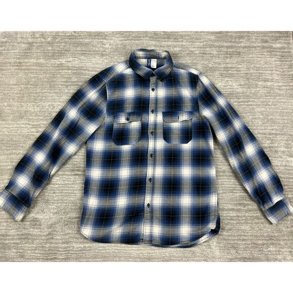 Divided by H&M‎ Shirt Mens Small Blue Plaid Button Down Collared Casual - Picture 1 of 14